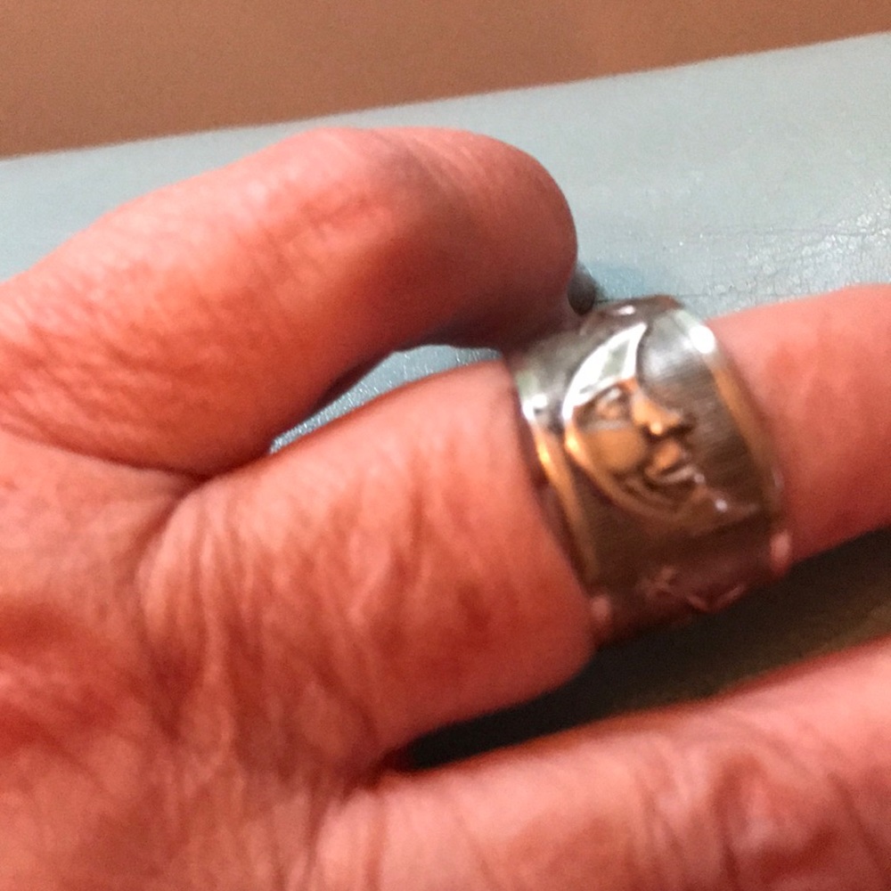 Silver Moon & Star Adjustable Ring - image 1